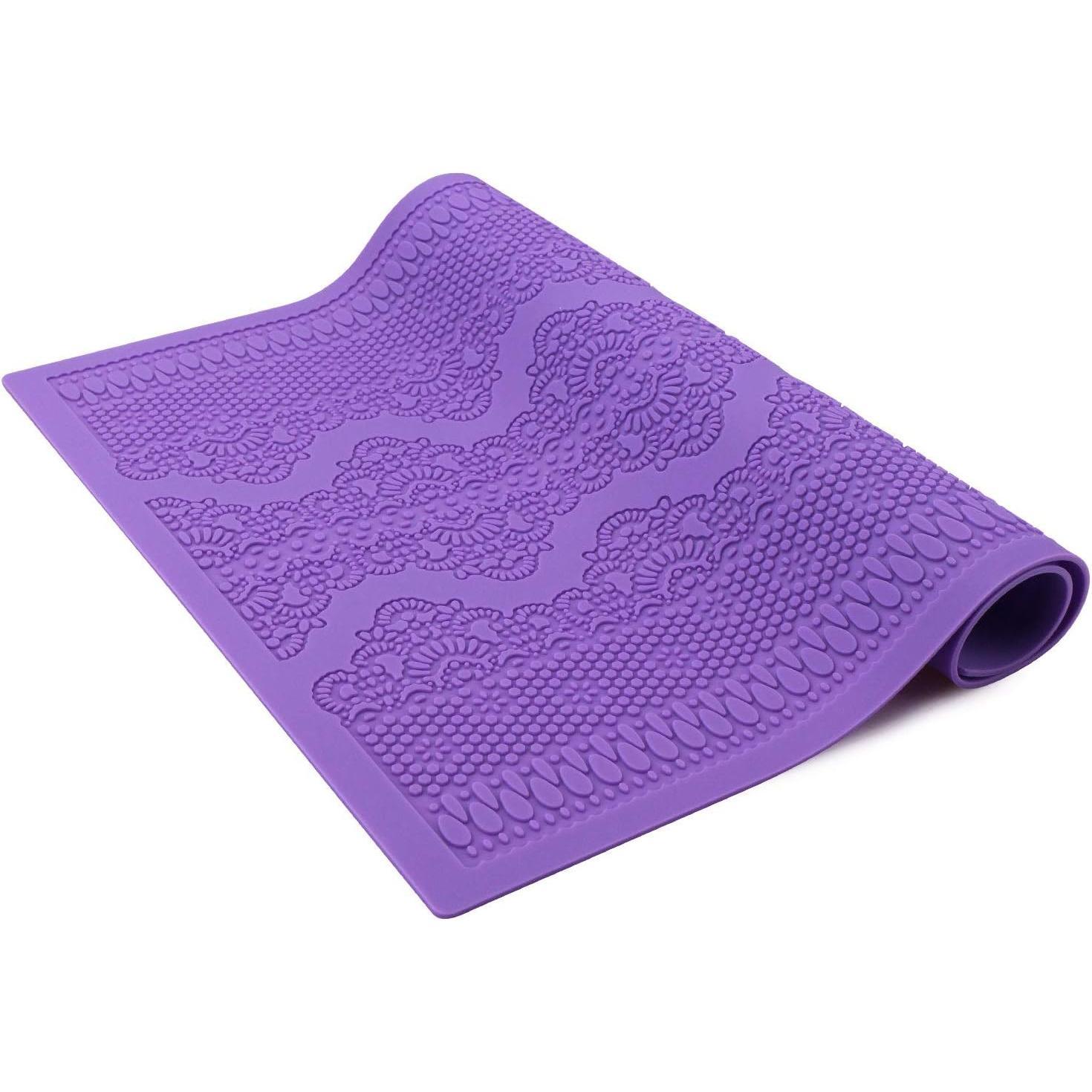Fondant Lace Mold,  Lace Mould for Cake Decorating Molds  Shapes Border Decoration, Fondant Impression Mat Purple for  Sugar Sugarcraft Candy Cupcake Baking Embossing