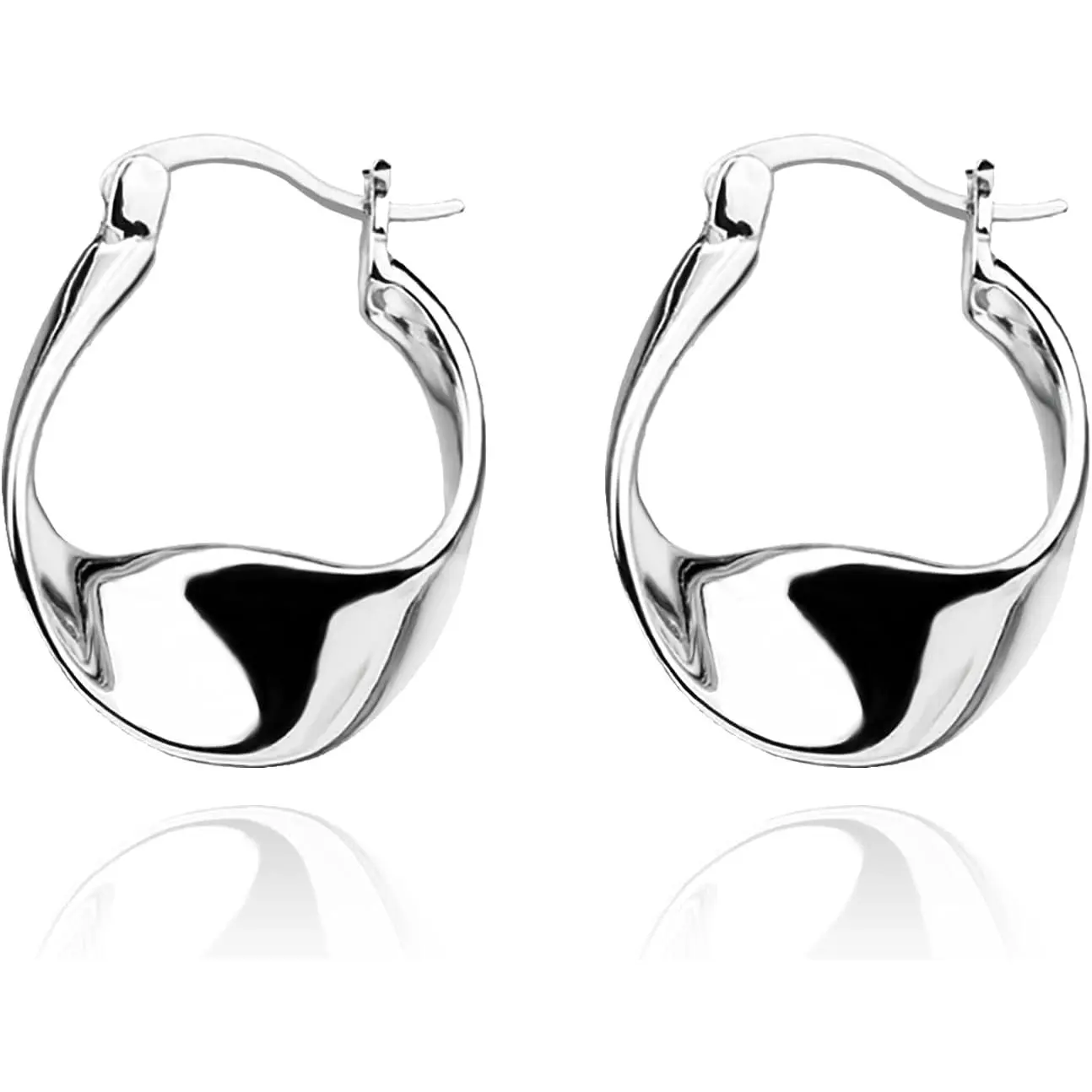 925 Sterling Silver Earrings Silver Hoop Earrings for Women Small Huggie Hoops, Lightweight Chunky Hoops, Hypoallergenic Nickel-Free Elegant Everyday Jewelry, Dainty Silver Earrings for Gifts
