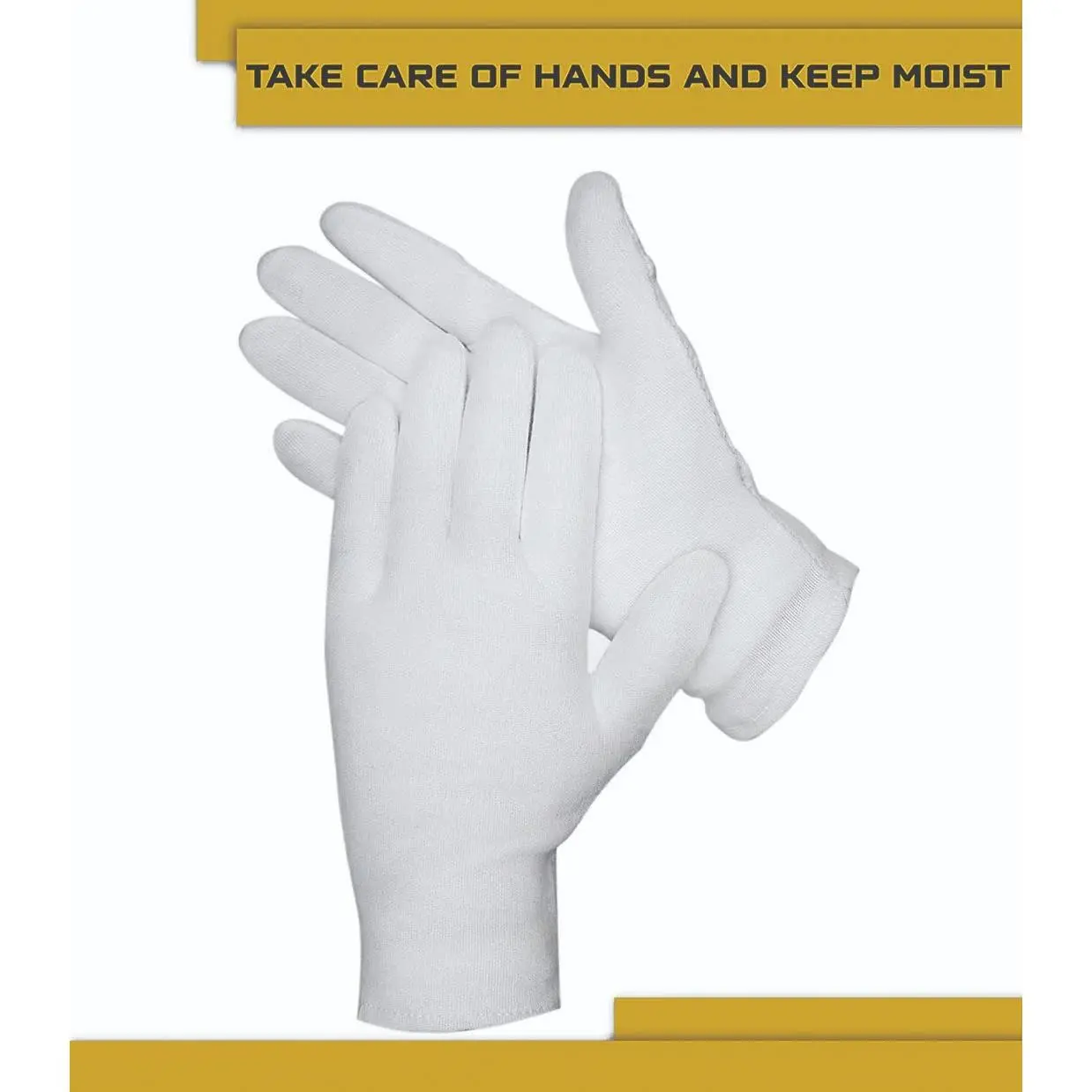 24 Pcs White Cotton Gloves - Protective for Dry Hands, Moisturizing, Inspection - Machine Washable