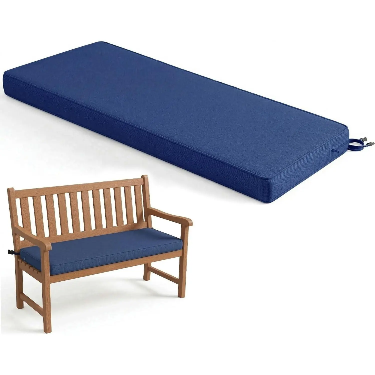 Outdoor Bench Cushion 48 inch, Double Waterproof Patio Furniture Cushions Replacement for Swing, Porch, Couch, 48x18x3'', Navy