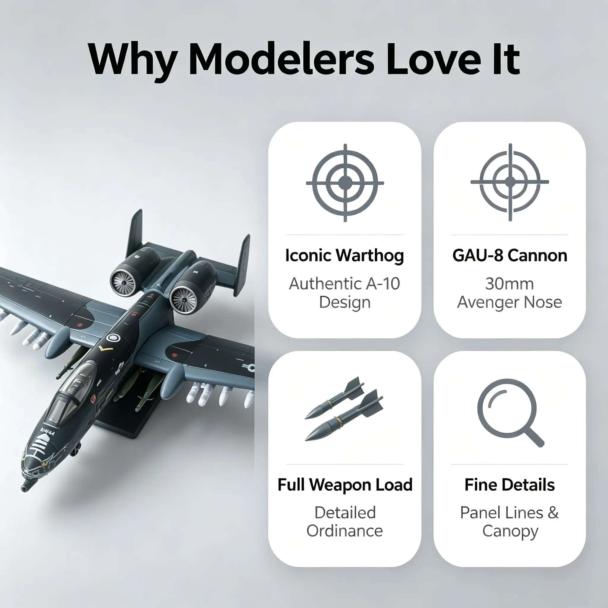 1/72 Scale A-10 Aircraft Model Kit, Easy Assembly, Abs Material, Adult Collectible, Desk Decor, Perfect Gift for Aviation Enthusiasts