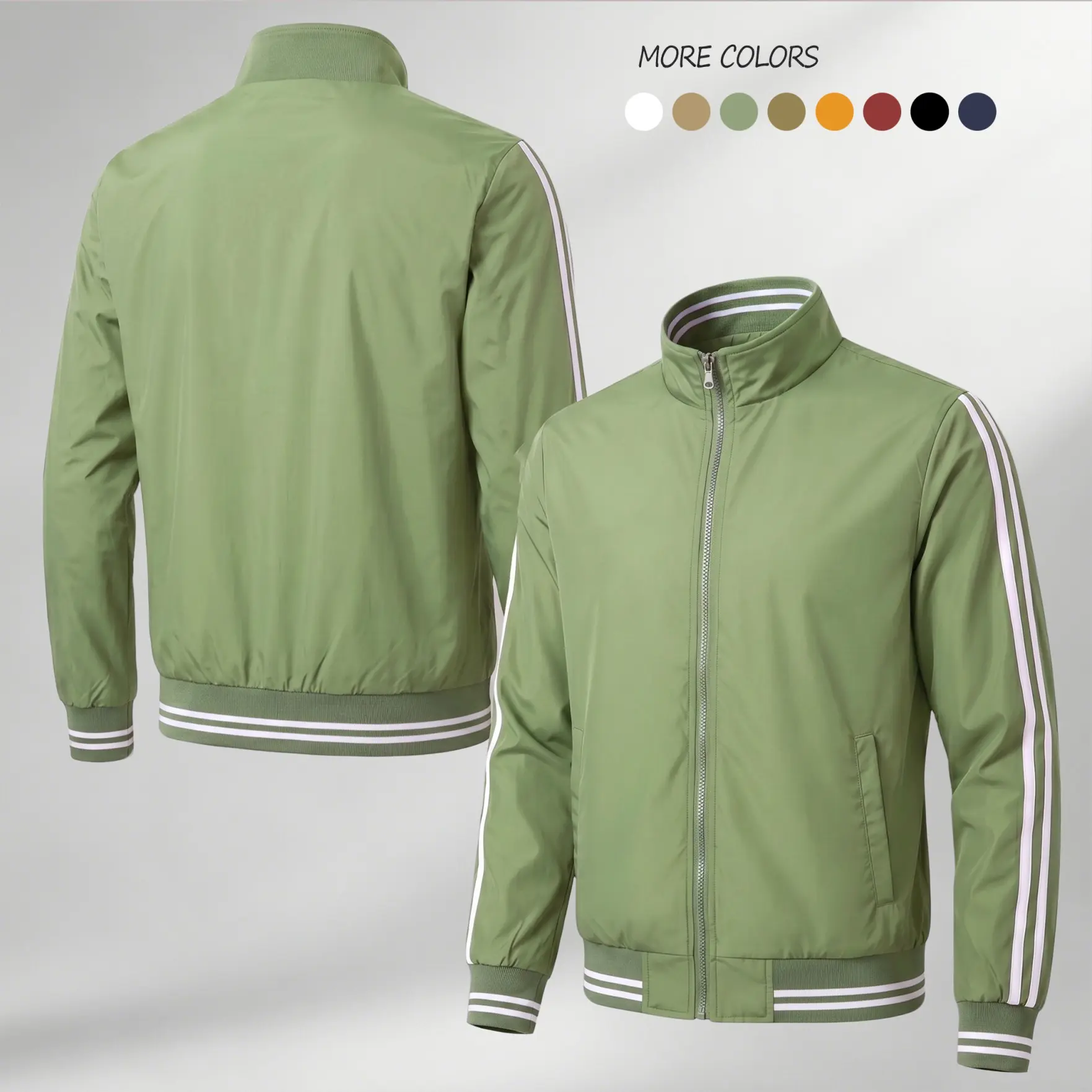 Men’s Lightweight Bomber Jacket – Minimal Flight Jacket with Ribbed Hem & Cuffs, Casual Streetwear Zip-Up Pilot Style Outerwear