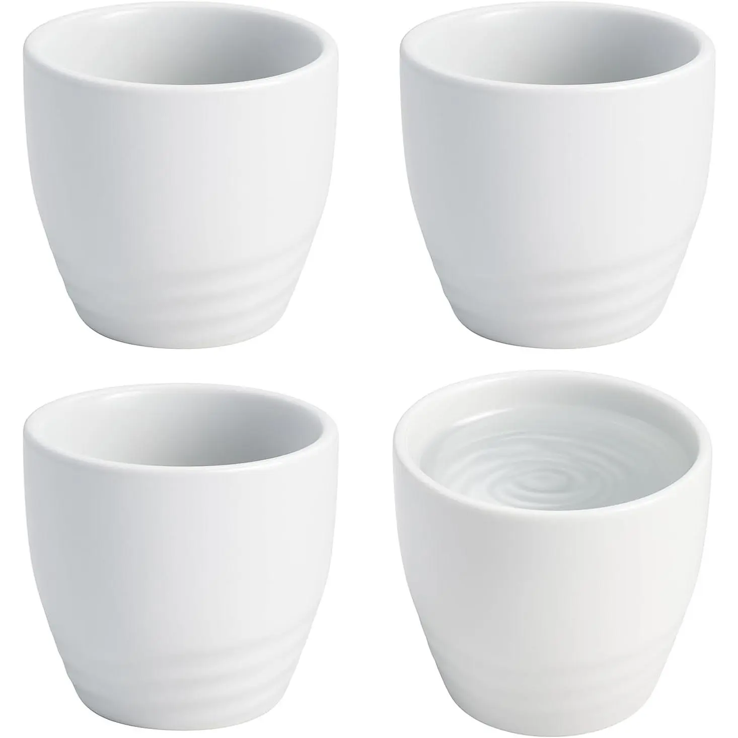 Japanese Style Porcelain Sake Cups Set of 4, Small Ceramic Sake Cup Set for Hot or Cold Sake, Traditional Sake Shot Cups for Sushi Bar, Asian Dining Drinkware, White