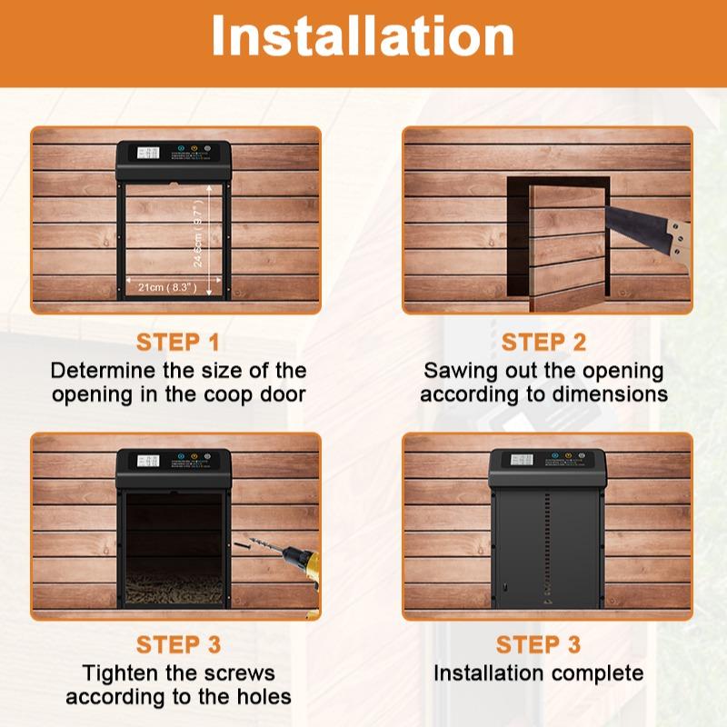 Automatic Sensing Chicken Coop Door, Anti Pinch Design, Timer & Light Control, Easy Installation, Ideal for Farming & Pet Care
