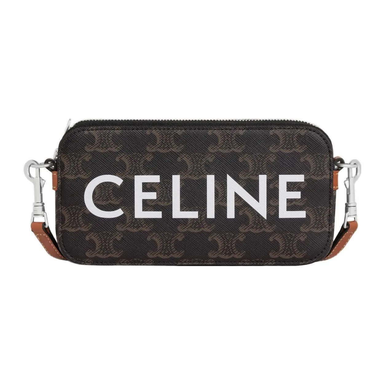 Celine Arc de Triomphe Monogram Leather Crossbody Bag for Men, Tan