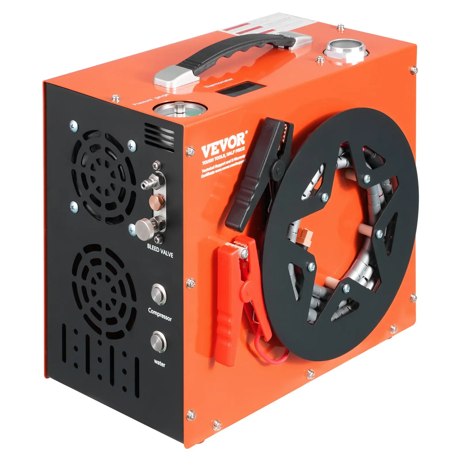 VEVOR PCP Air Compressor, 4500PSI/30Mpa Portable PCP Airgun Compressor - Built-in Water and Fan Cooling System, Auto-Stop DC12V/AC120V Paintball Tank Compressor for Air Rifle, Scuba Diving Bottle