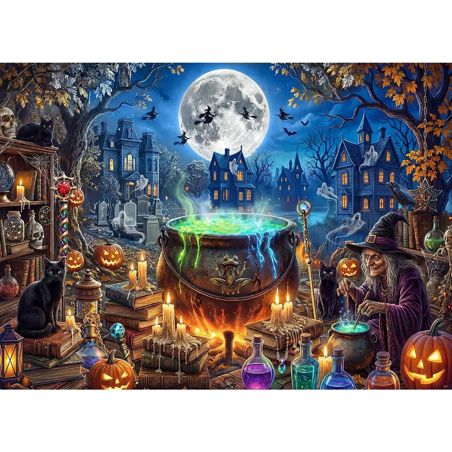 VCC Witch's Cauldron 1000 Piece Halloween Jigsaw Puzzle - Halloween Puzzles for Adults - Tight Fitting Pieces - Durable Construction - Finished Size 26 5/8" x 19 1/4"