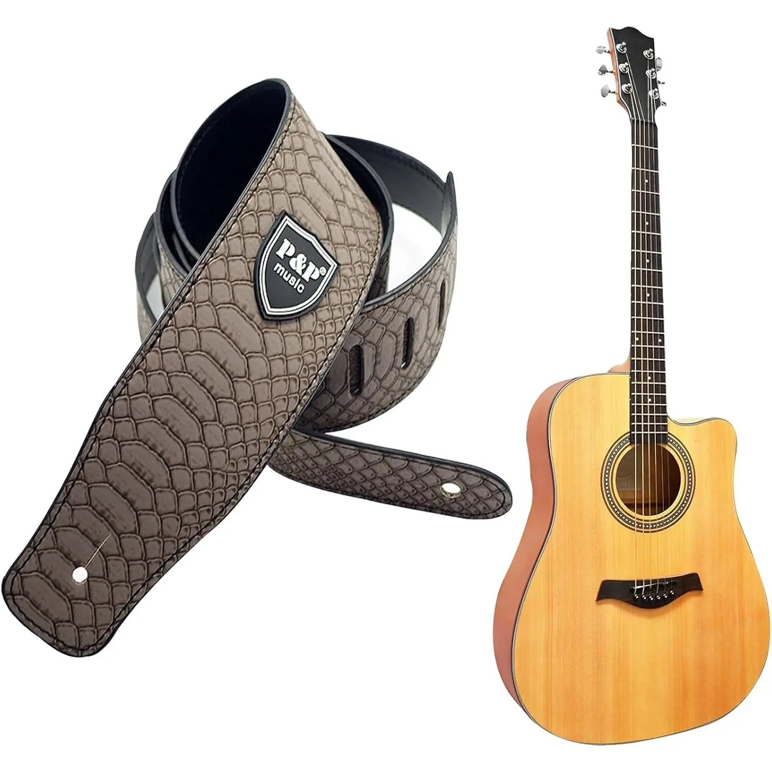 Leather Guitar Strap, Adjustable Printing Python   Style  Strap, Guitar Accessories Soft PU Leather Suitable for Acoustic Electric Bass Musical Instrument