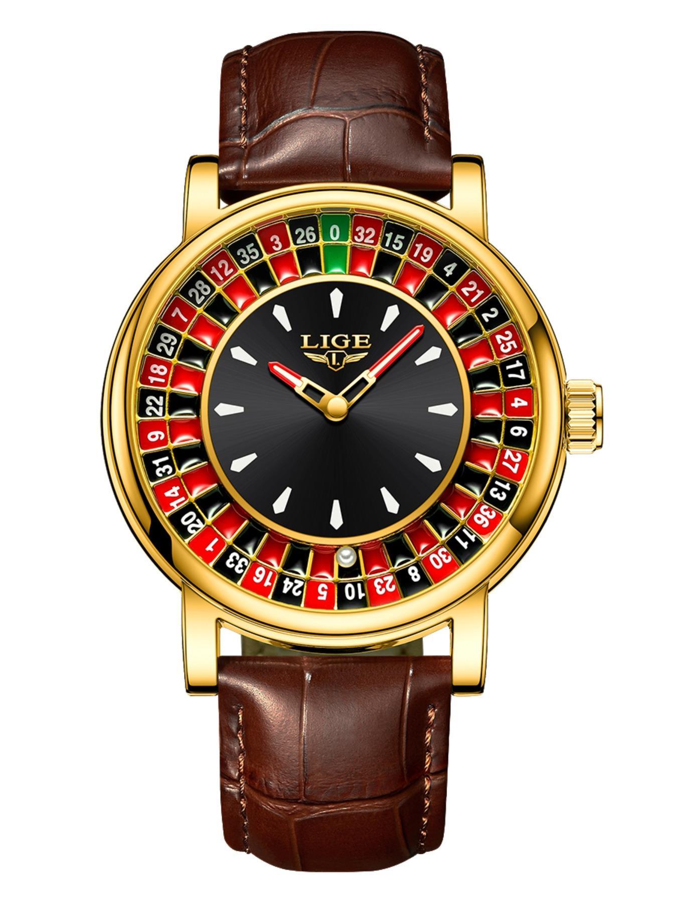 Men's Casual Round Dial Russian Roulette / 12 Zodiac Theme Interactive Analog Quartz Watch, Waterproof Wristwatch for Parties and Daily Wear, Analog Wristwatches