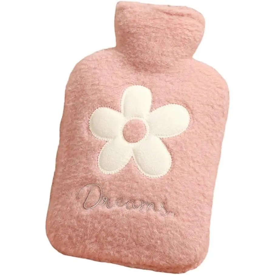 Cute Hot Water Bottles, 1L (34oz) Large Hot Water Bag with Cartoon Plush Cover Hot and Cold Compress Hand Feet Warmer Thickened Hand Warmer Neck and Shoulder