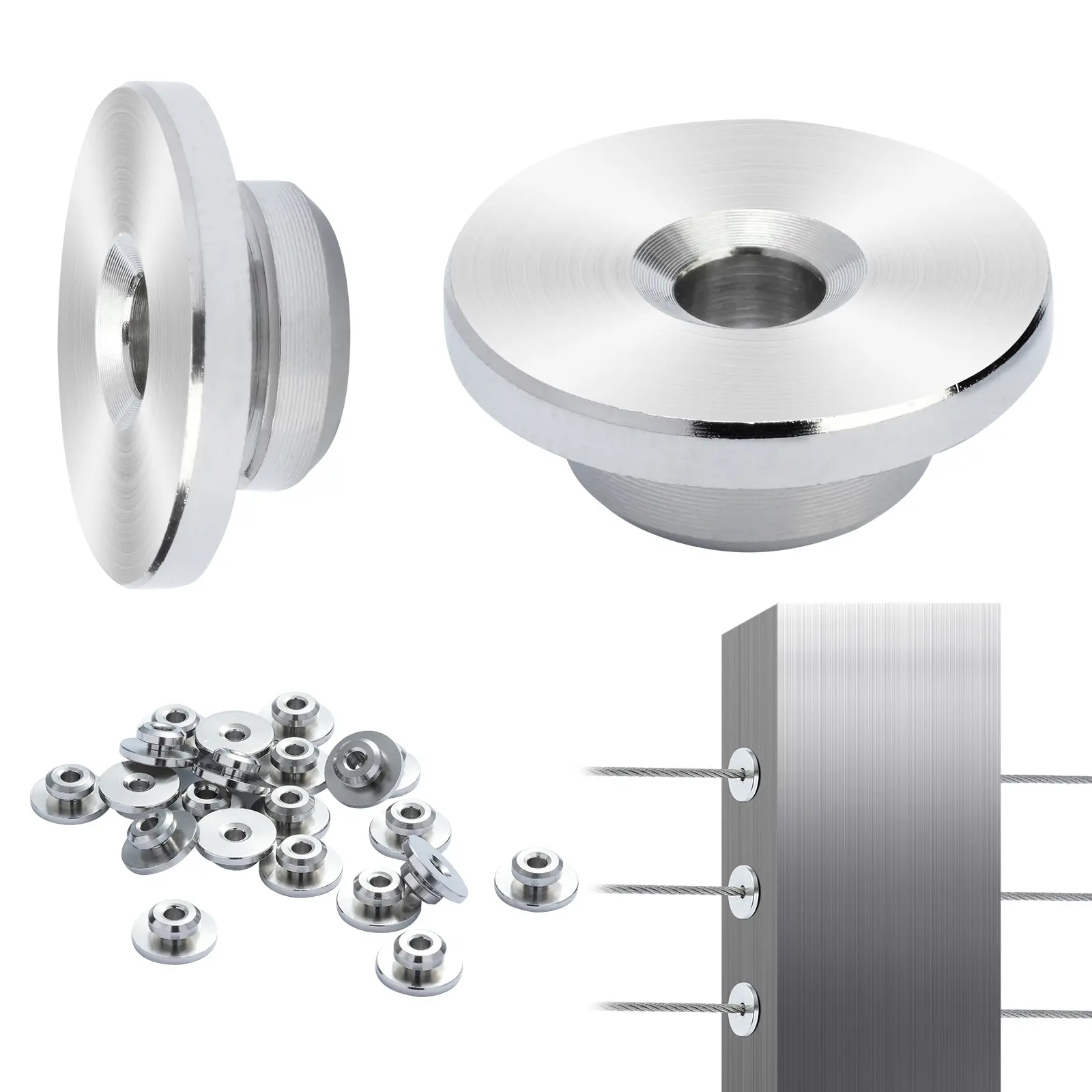 51Pack Cable Railing Kit 1/8-inch Wheel Protector Sleeves, T316 Selected