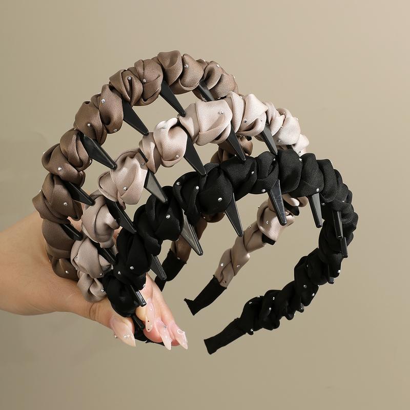 AWAYTR 3Pack Vintage High Cranium Hairband Fashion Headbands with Teeth Comb for Women Party Wedding Home Hairband  Hair Accessories