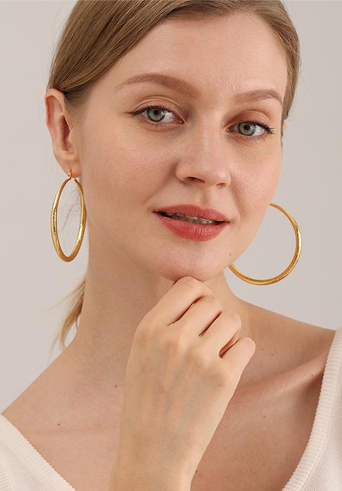valentine gifts for her-Women’s Big Gold Hoop Earrings, 3mm Wide Oversized Hoops, Minimalist Statement Jewelry, 30/40/50/60mm