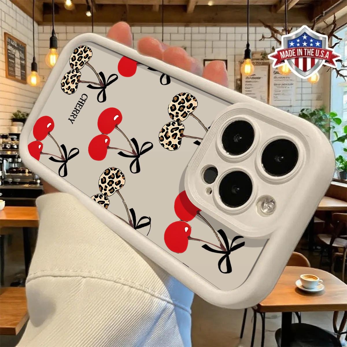 Elegant cherry pattern phone case,anti yellowing electroplating ultra-thin TPU material, suitable for iPhone 17Pro Max Air 16 15 Plus 14 13 12 11 XR XS durable tpu cover shockproof anti-fall phone case