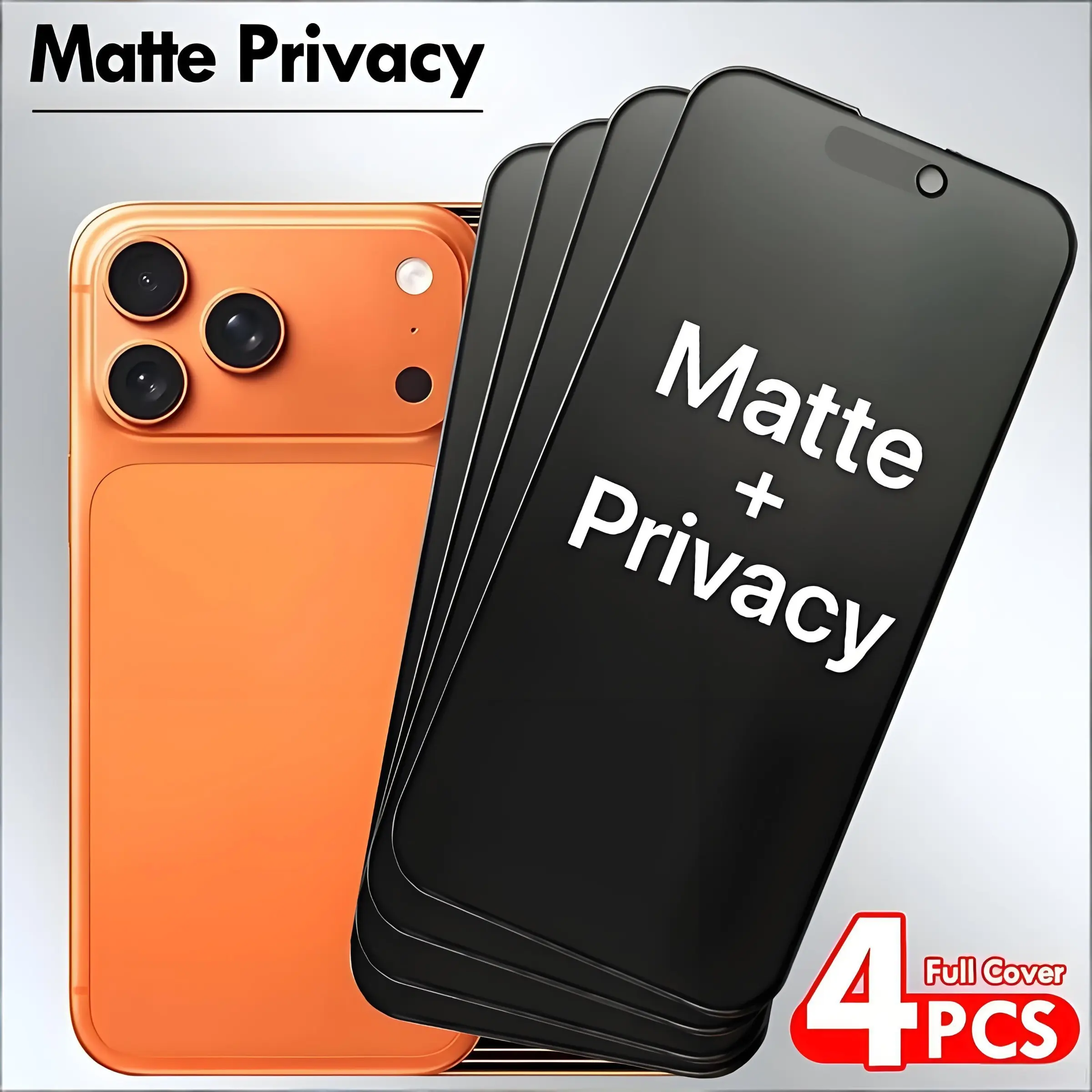 4-Pack Matte Privacy Film for iPhone 17/16/15/14/13/12/11/XR/x/XS Max, 9h Tempered Glass, Full Screen Coverage, Tech Enthusiast Choice Matte privacy ceramic film, 9H anti-peep matte finish