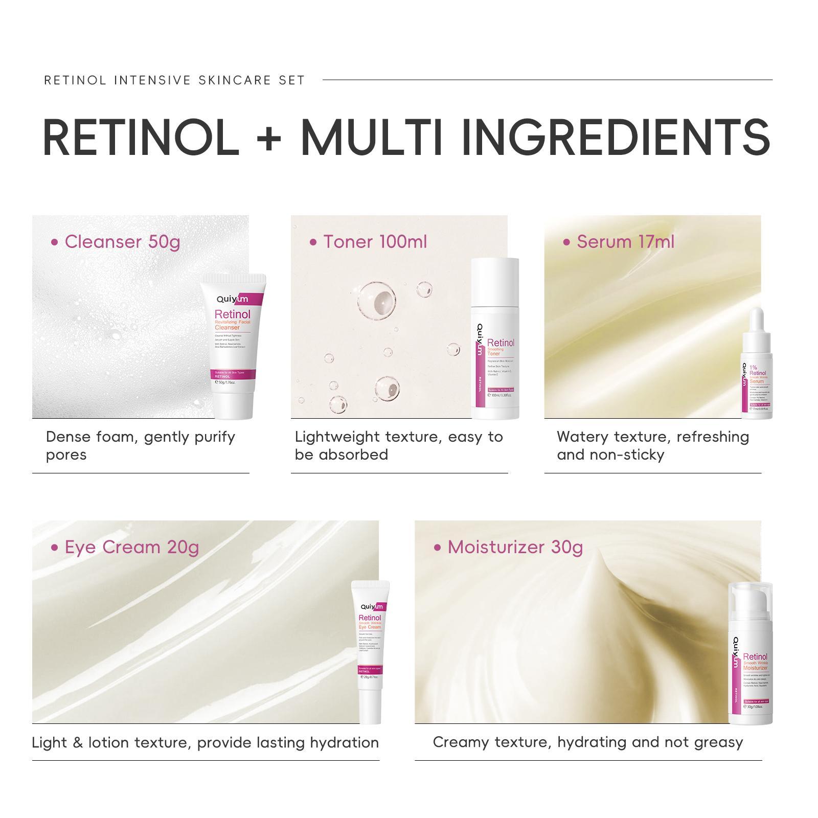 Retinol Skin Care Kit, Anti Aging Bundle, Facial Serums Set, 8 Counts/12/14pcs Facial Cleanser & Toner & Serum & Eye Cream & Face Cream, Moisturizing Skin Care Kit for Women #GLOBAL PICKS