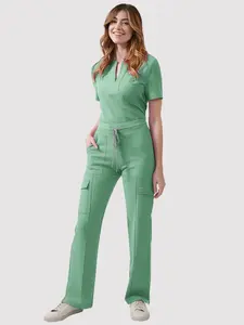 Hospital Nurse Scrub Scrub Suit, Women's V-neck Casual Top Pants Set, Work Clothes Scrub Suit Pet Beauty Two-piece Set