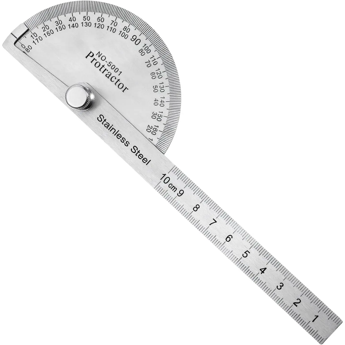 Stainless Steel Angle Protractor-Rule, 0°–180° Range, Nut Lock Dual Function Hand Measuring Tool, 10 cm/3.94 in Woodworking Adjustable Angle Measure (Tools & Hardware)