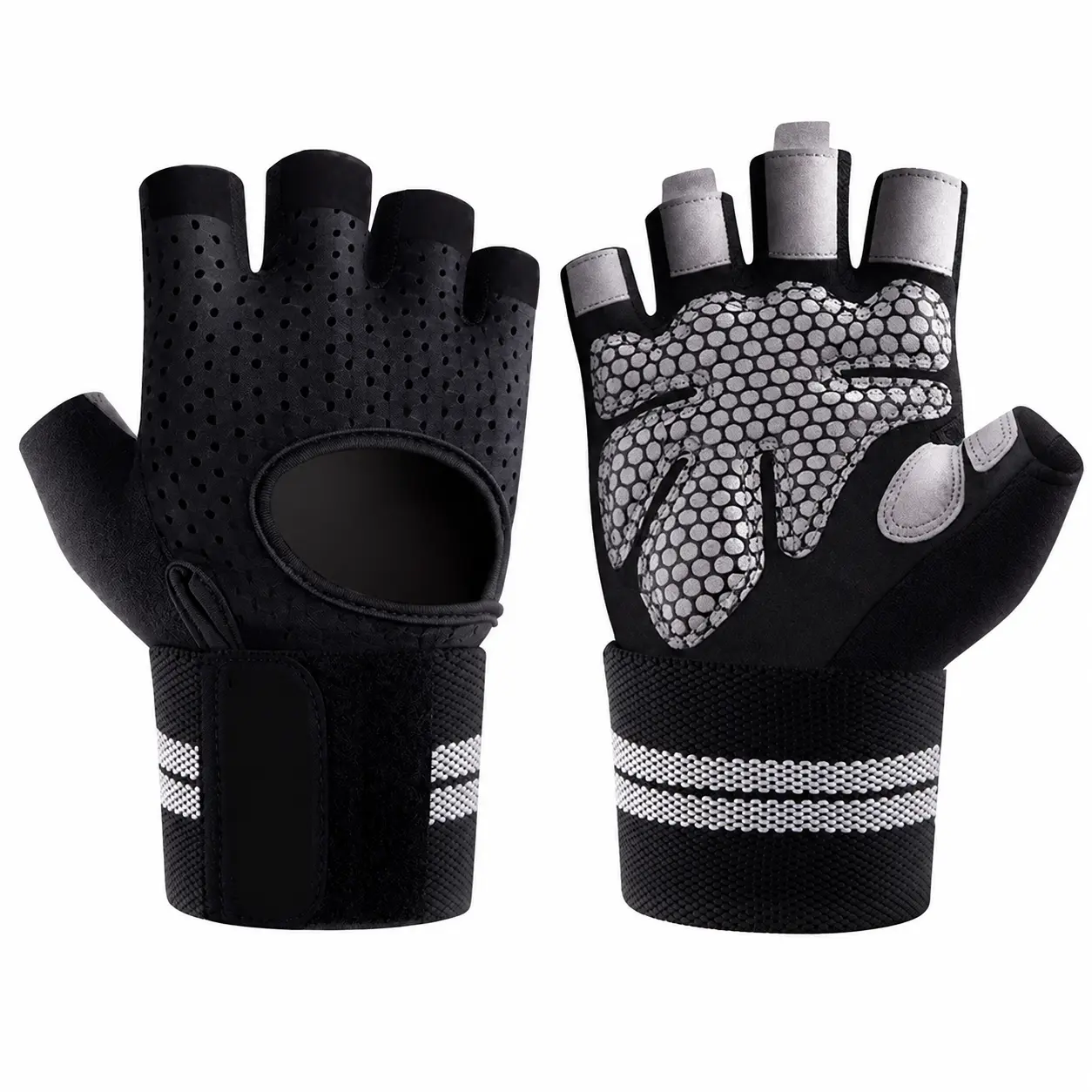 Premium Breathable Half-Finger Fitness Gloves for Cycling, Weight Training, and CrossFit—Ergonomic Palm Padding, Reinforced Wrist Support, Non-Slip Grip, Sweat-Wicking Fabric, and Durable Stretch Mesh Design for Men and Women