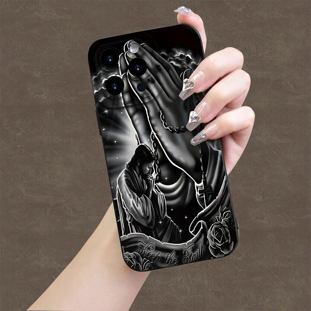 Case for iPhone 16 Pro Max 15 Plus 14 13 12 11 XS XR Creative Jesus Pattern Drop Protection Shockproof Soft Silicone smartphone Cover iphone  15  pro  max  case