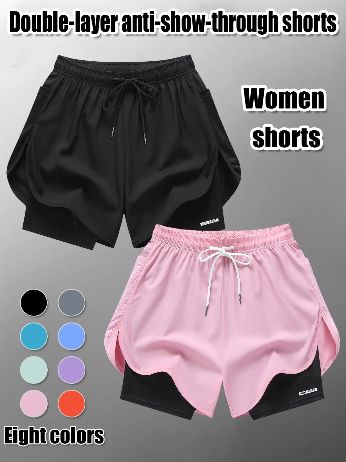 DLGK women's sports shorts with double-layer anti glare design, yoga pants, running pants, micro elastic, comfortable, breathable, versatile and not picky, mid waist fashionable fitness enthusiast sportswear in 8 colors to choose from Athletic Wear Shorts