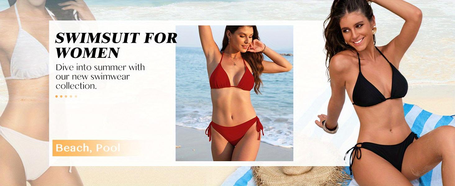Bikini Sets for Women Sexy Two Piece Bathing Suit Halter Triangle Bikinis String Tie Sid Swimsuits for Women