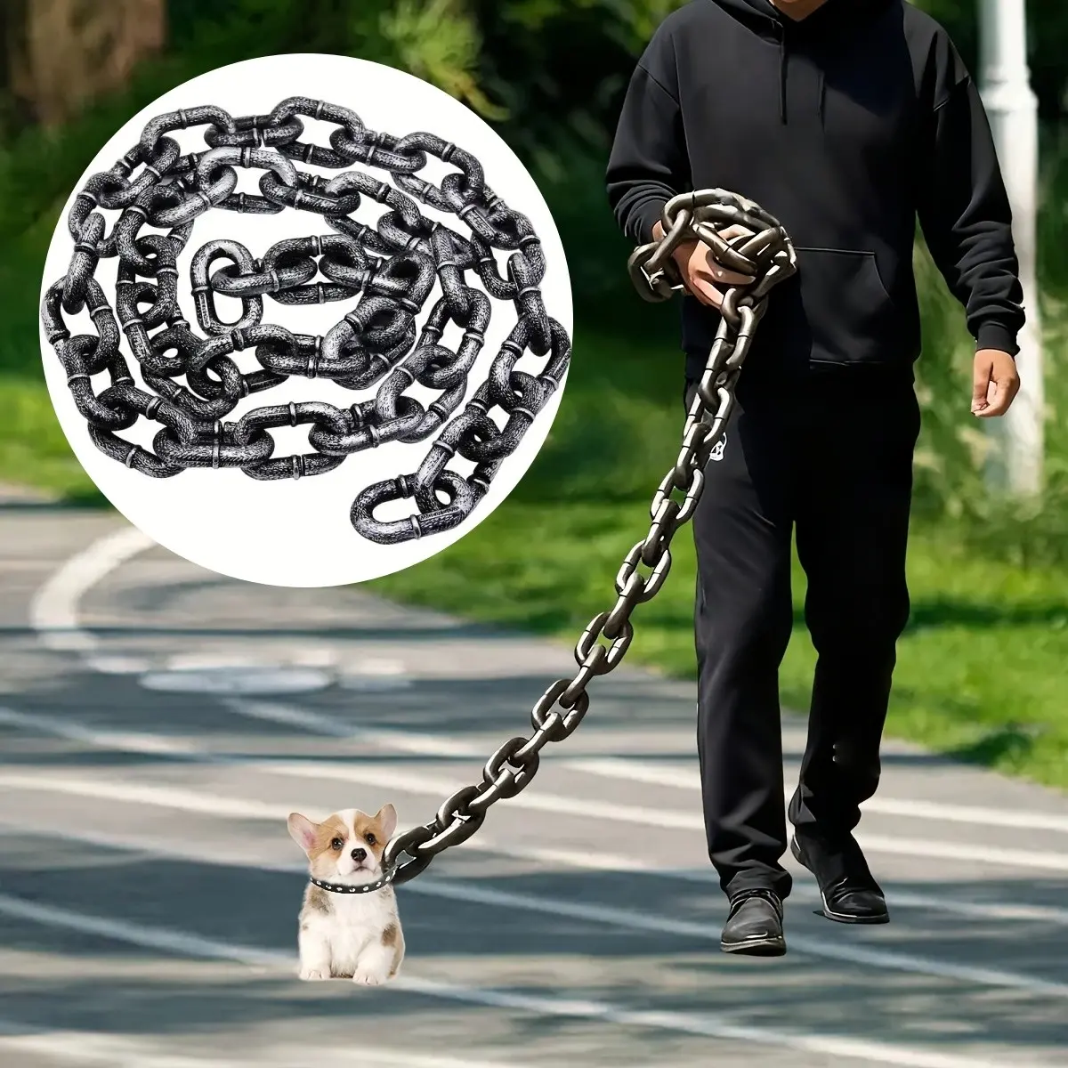 59-Inch Humorous Prank Dog Leash, Lightweight PP Strap Chain, Suitable for Small and Medium Dogs, Ideal for Outdoor Activities