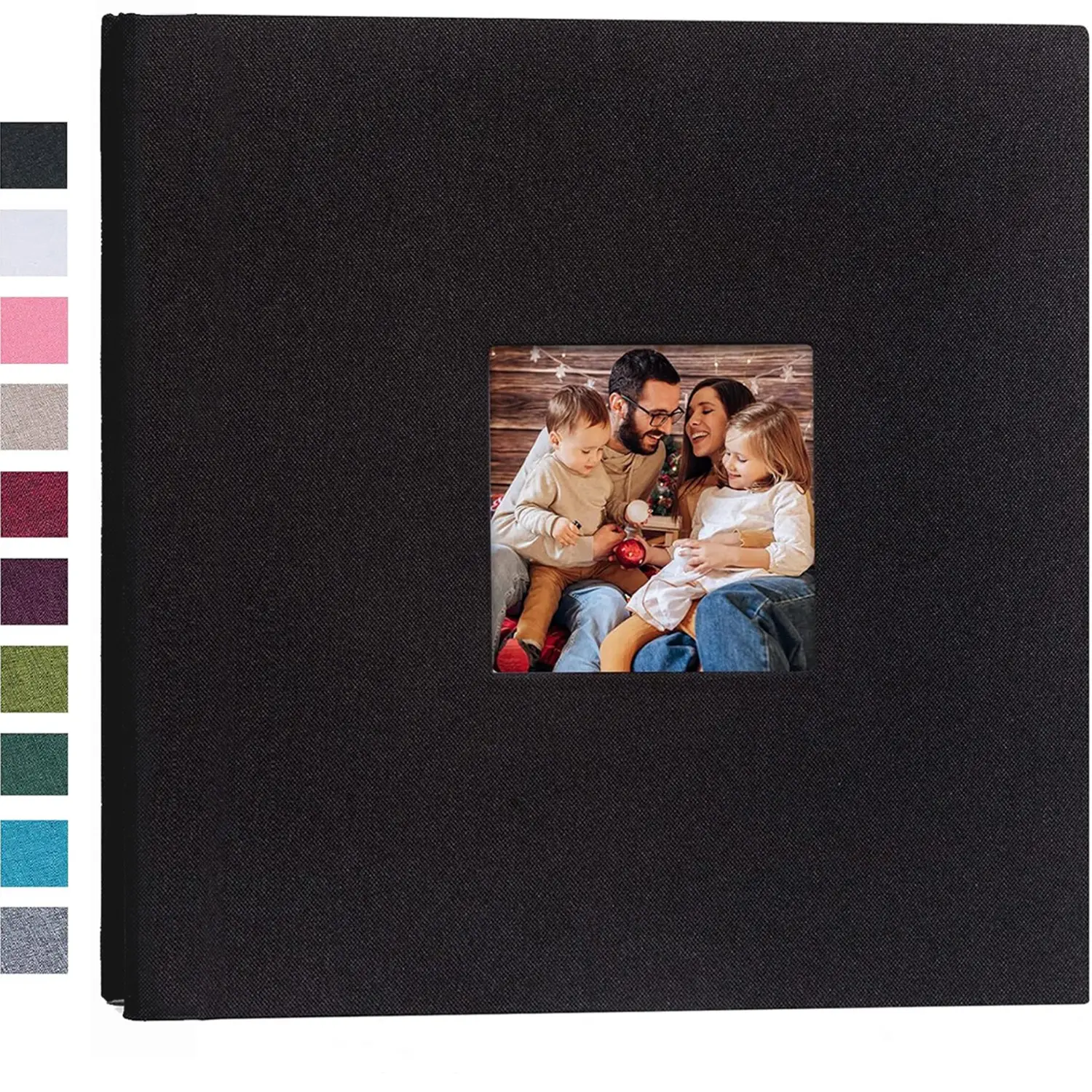 Linseed Hard Cover Album with Front Window, Self-Adhesive DIY Craft Scrapbook, 20 Sheets/40 Pages, Ideal for Family Weddings, Baby Milestones, Travel Photos, Photo Organizer