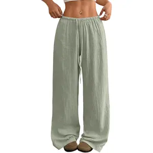 Women’s Wide Leg Palazzo Pants Casual Loose Lounge Pants Beach Trousers with Pockets(Too Large, Please Size Down)