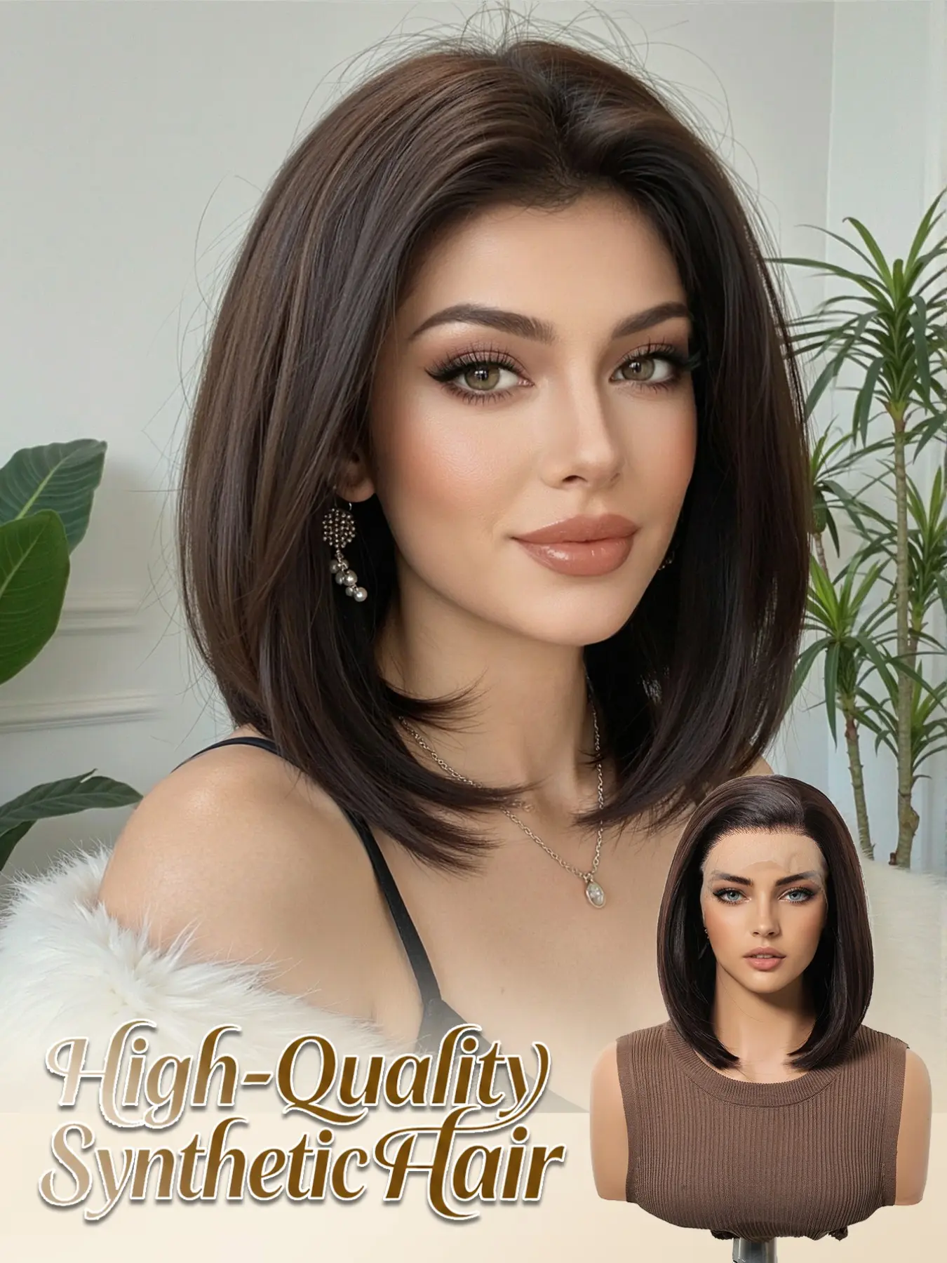 Women's Short Bob Wig, 10 Inches, 13x4 High-Definition Lace, Easy to Wear, Perfect for Parties, Events, Travel, Beginner-Friendly, HD Synthetic Wigs