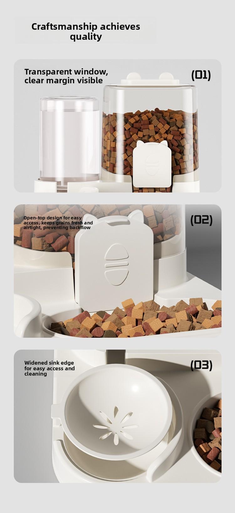 2-in-1 Pet Feeder Water Dispenser for Cats Dogs Dry Wet Separation Automatic Food Water Bowl Dual Use Pet Supplies