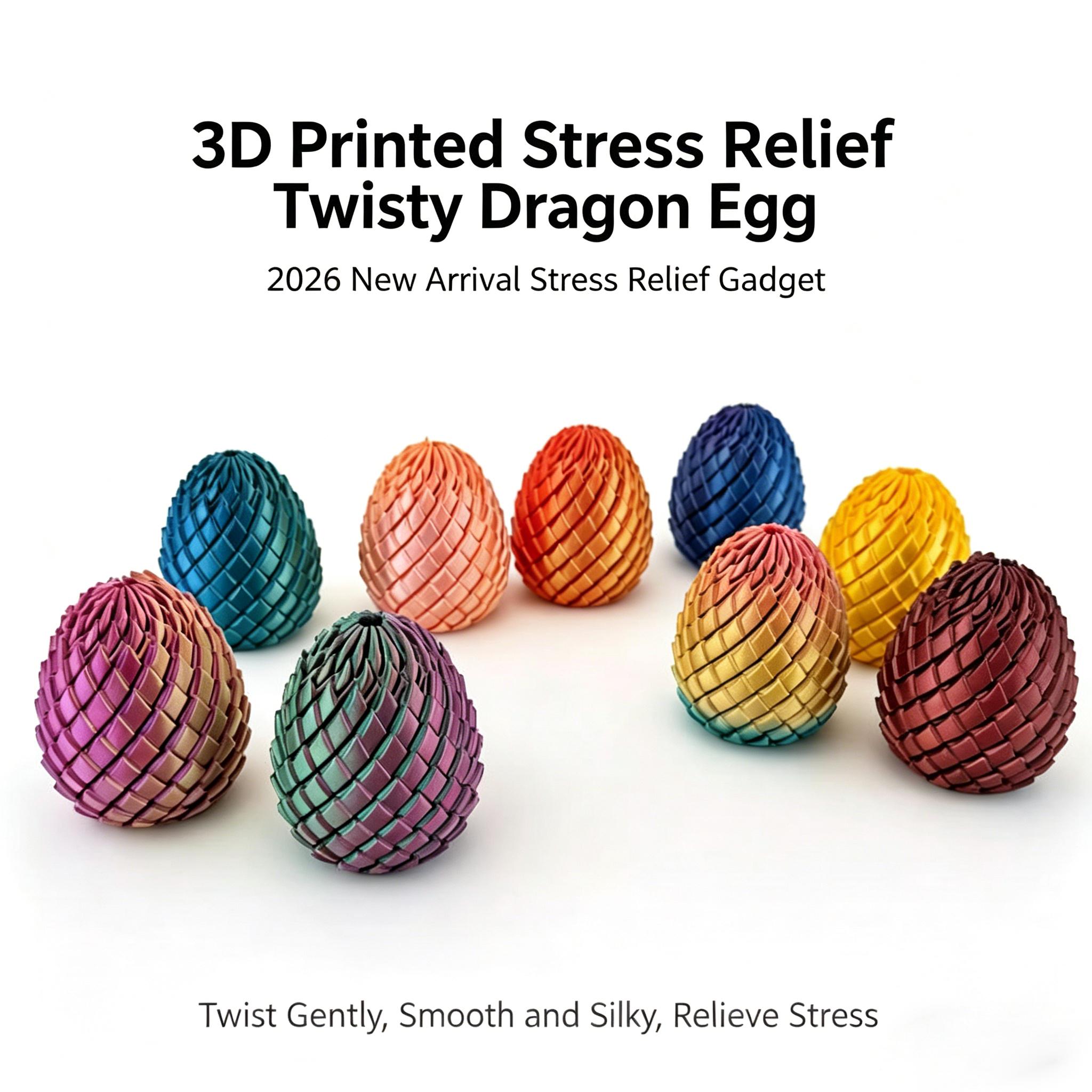 3D Printed Dragon Egg Stress Relief Toy, Transformable Twist Egg, Creative Stress-Relief Gadget, Children's Toy