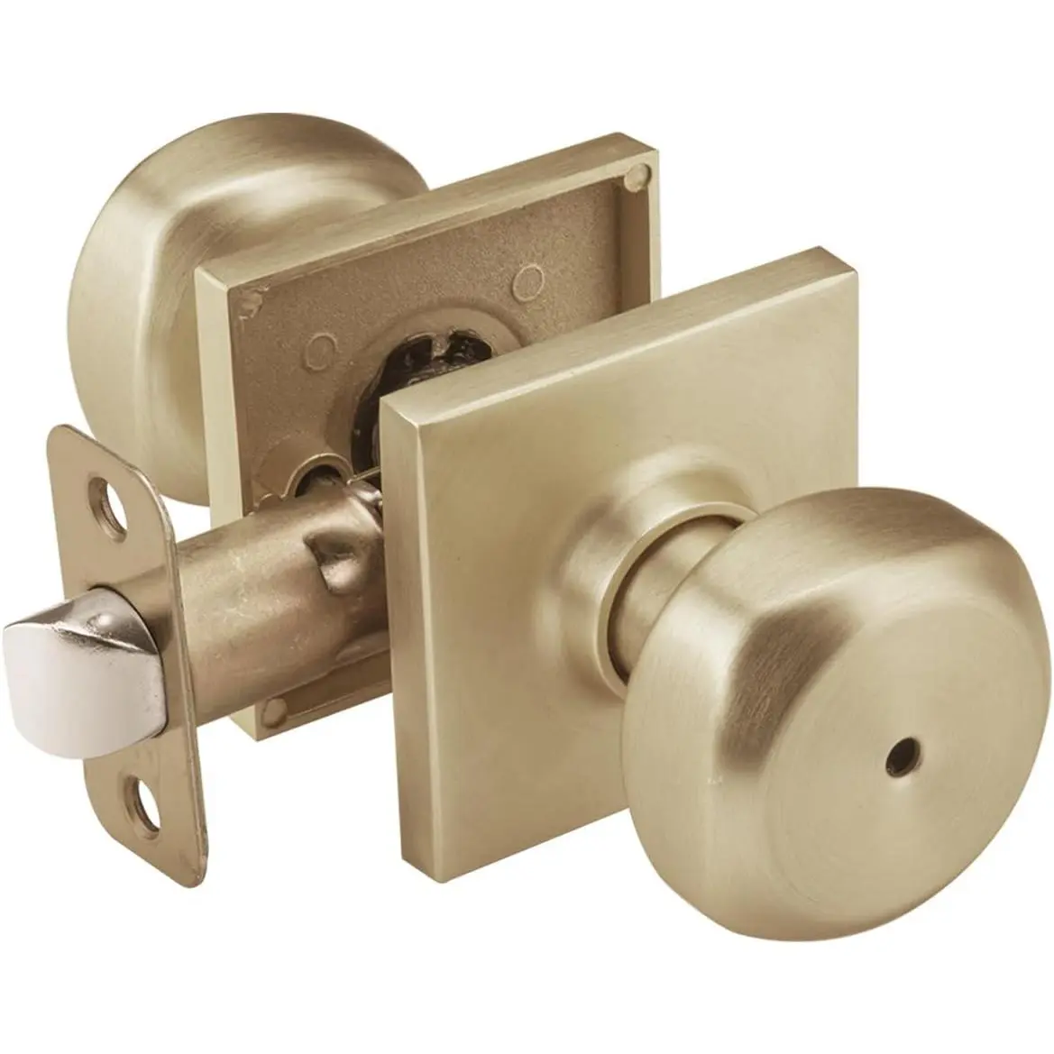 Brushed  Door Knobs Interior, Square Doorknobs for  |  Square Rosette, Turn Lock for Bath & Bedroom