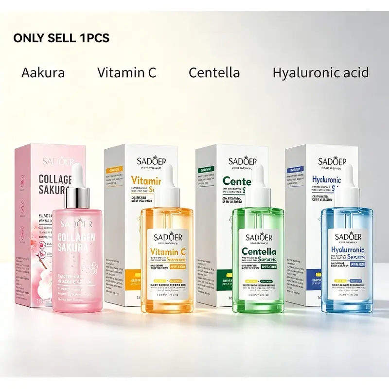 Cherry Blossom Collagen & Centella & Vitamin C & Hyaluronic Acid Essence Serum 100ml, Hydrating Moisturizing Face Serum For Gift & Home Skincare