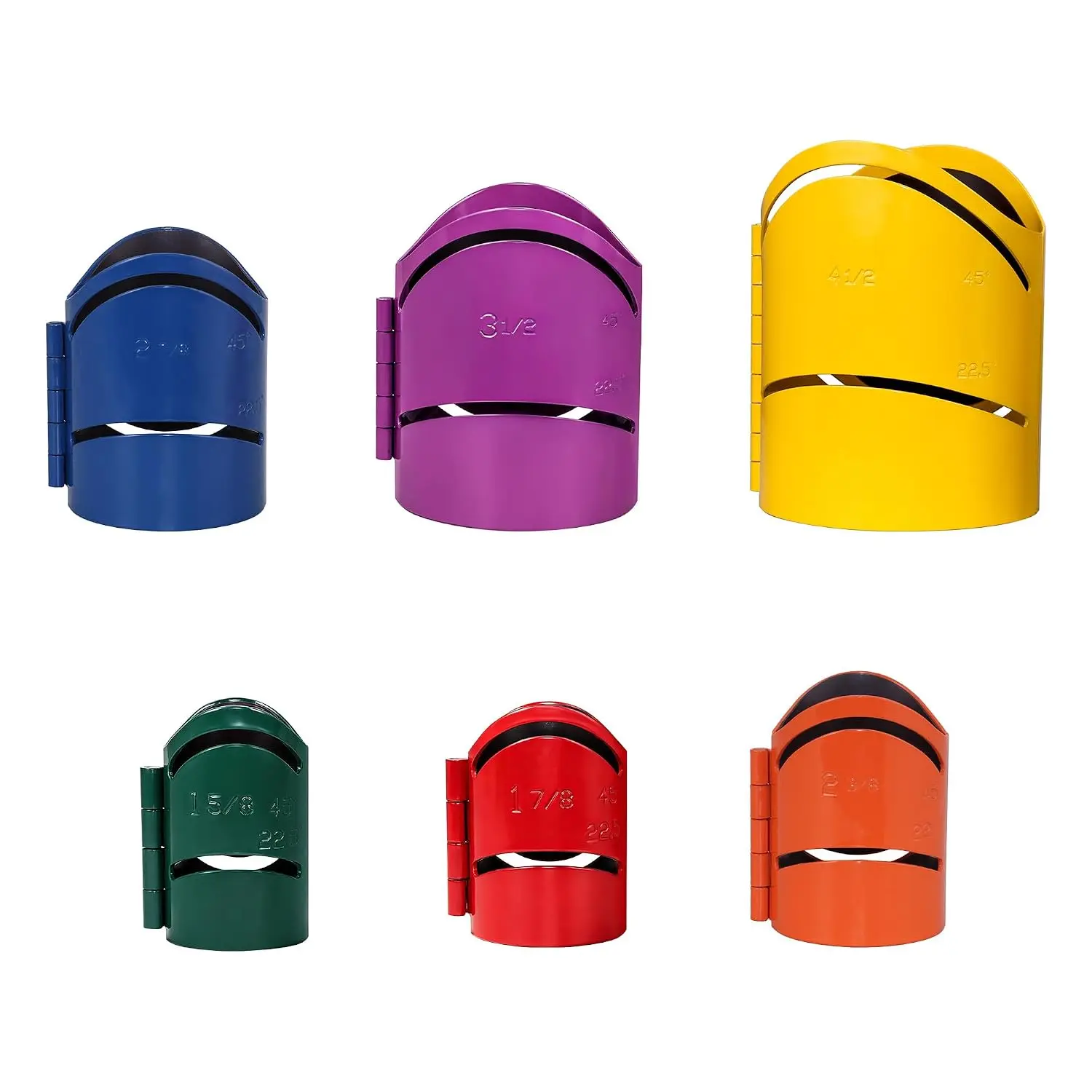 6Pcs Magnetic Pipe Cutting Guide Kit, Heavy-Duty Steel Pipe Saddle Template | for 1-5/8" to 4-1/2" Pipes, 22.5°/45°/90° Precision Pipe Marking & Tube Notching Tool for Welding, Fencing, Handrails