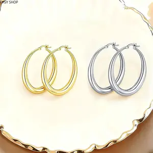 Fashion ear jewelry | Rising large round hoop earrings with unique posts | Underrated eye-catching statement ear pieces | Retro chic look with distinctive details, stands out in crowds, perfect for parties, night outings and photo shoots
