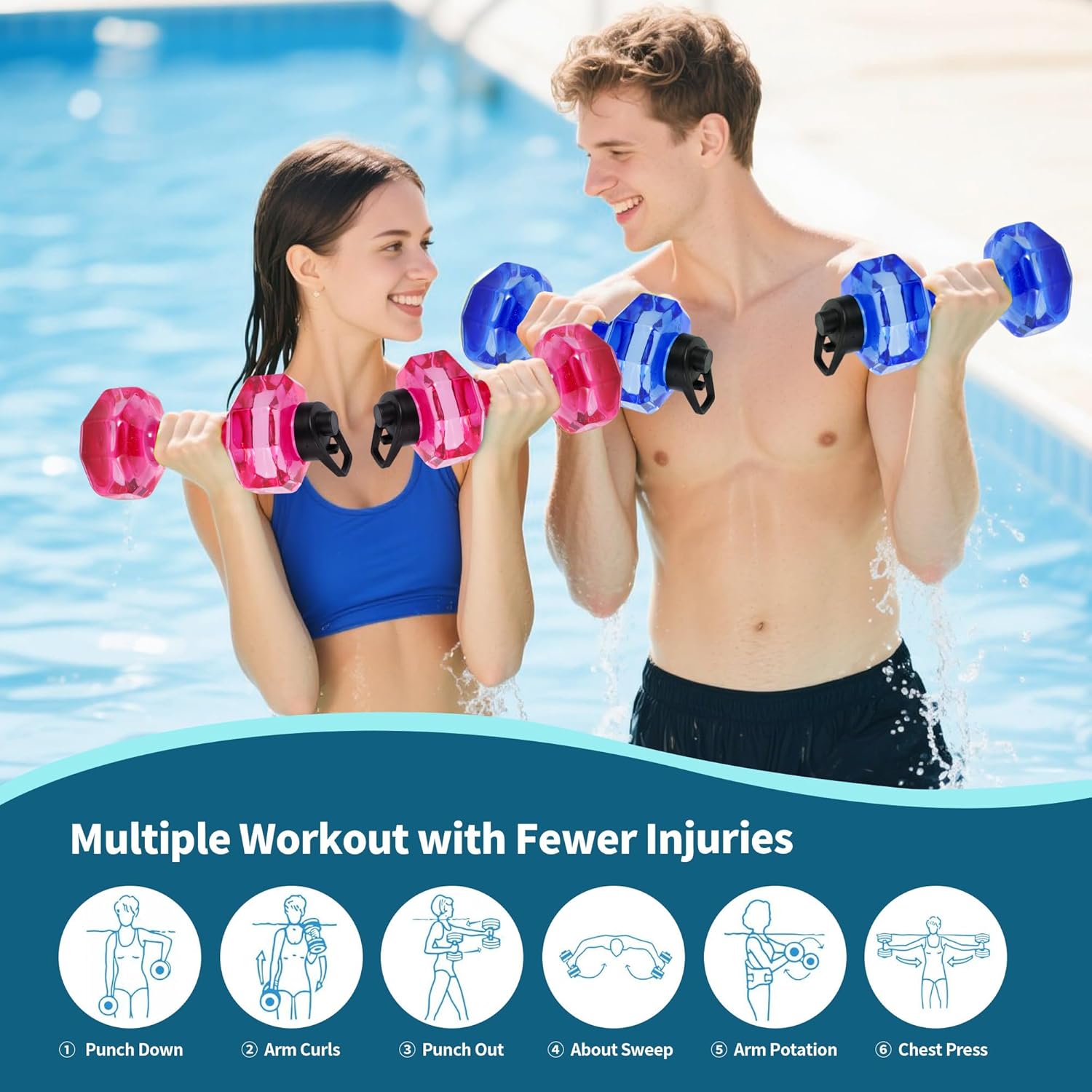 Water Dumbbells Set, 2 count Water Weights for Pool Exercise, Pool Weights for Water Exercise Resistance, Aquatic Exercise Equipment for Aqua , Pool Fitness, Water Dumbbells Set, 2 count Water Weights for Pool Exercise, Pool Weights for Water Exercise Resistance, Aquatic Exercise Equipment for Aqua , Pool Fitness,