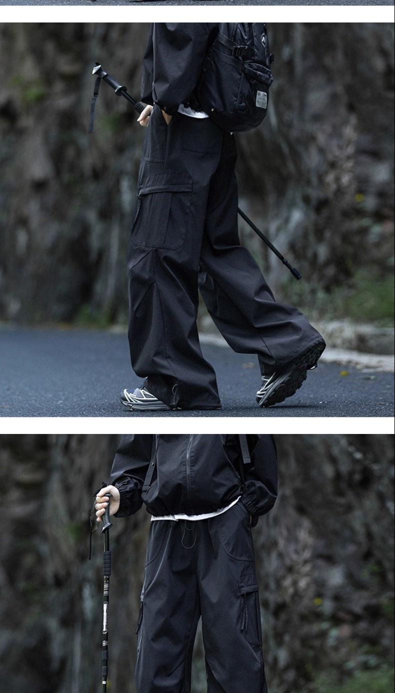 Men's Techwear Quick-Dry Outdoor Cargo Pants - Loose Fit Hiking Pants with Pleated Design, Streetwear Trend
