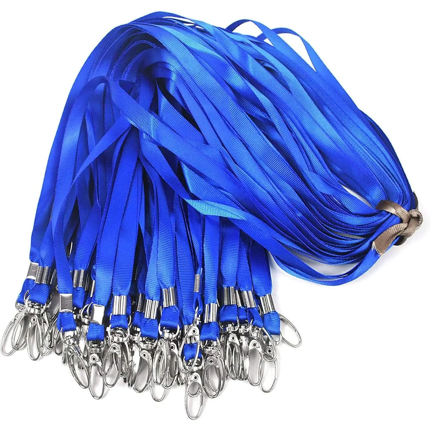Blue Lanyards 50Pcs Nylon Bulk Lanyard for Id Badges,Badge Lanyards Swivel Hooks Clips Great for Name Tags Badge (50PCS, Blue)