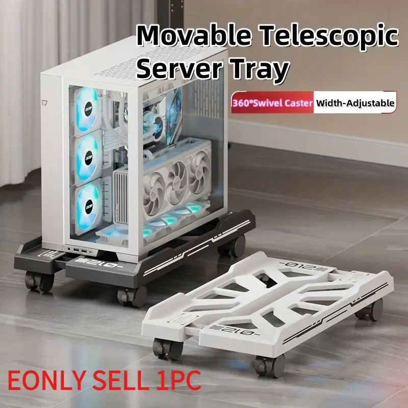 1 piece desktop chassis base, e-sports host bracket, mobile pulley bracket, retractable host rack, simple storage rack, Computer Stand