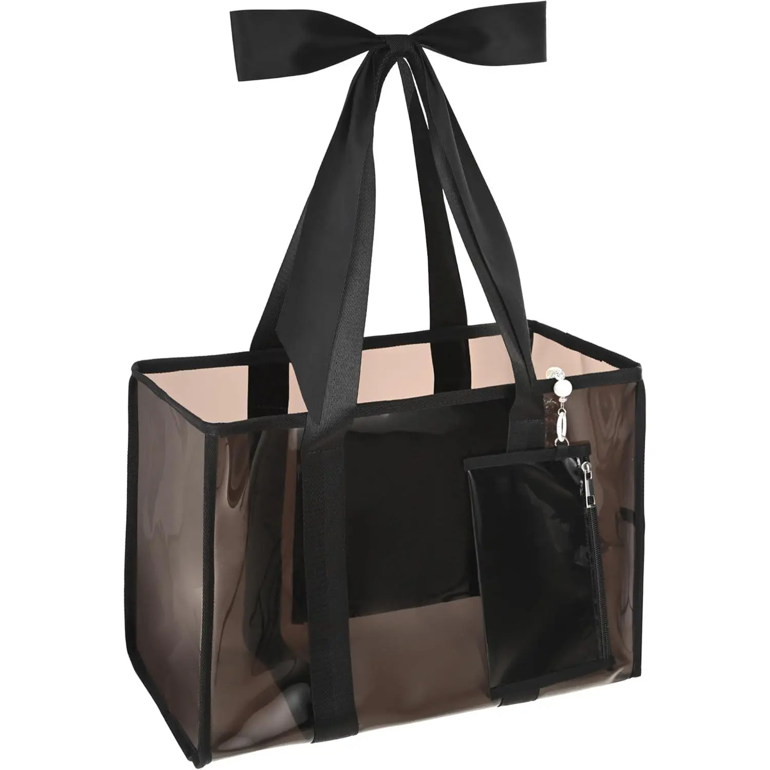Jelly Tote Bag, Bow Bag Beach Essentials for Women, Pool Bag Beach Bags Waterproof with Zipper Pocket & Phone Pouch