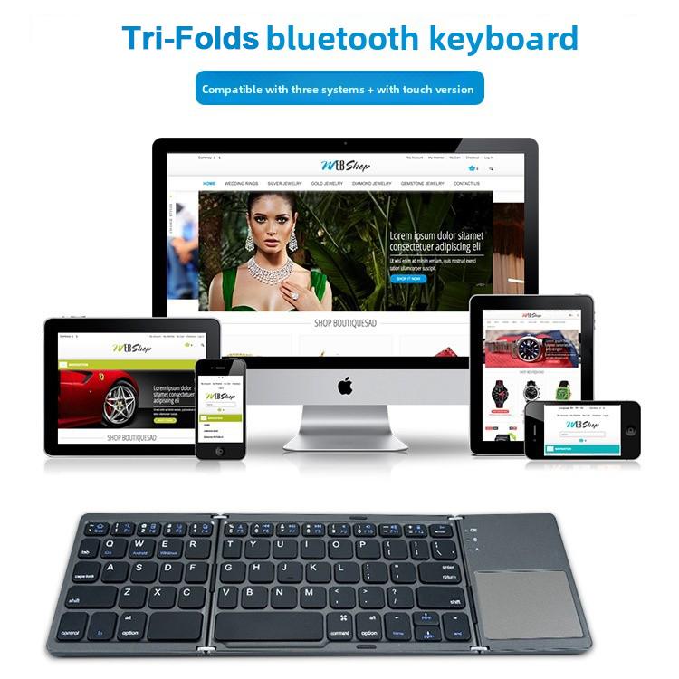 Wireless Bluetooth Keyboard for Android Smartphone Tablet Dual Device Connection Rechargeable Battery Foldable Touchpad Smart Laptop Typing Tool B033