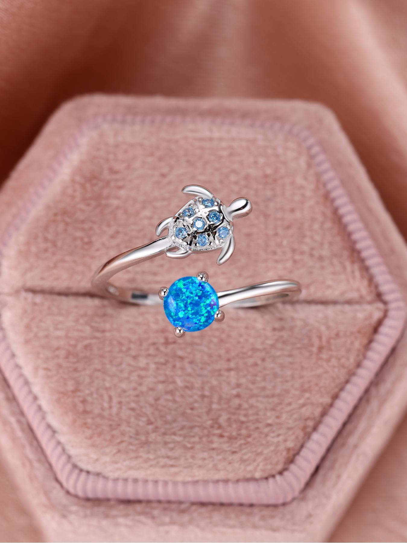 925 Sterling Silver Cute Turtle Design Ring, Adjustable Ring for Women & Girls, Fashion Jewelry for Party Decor, Trendy All-match Jewelry for Birthday Gift