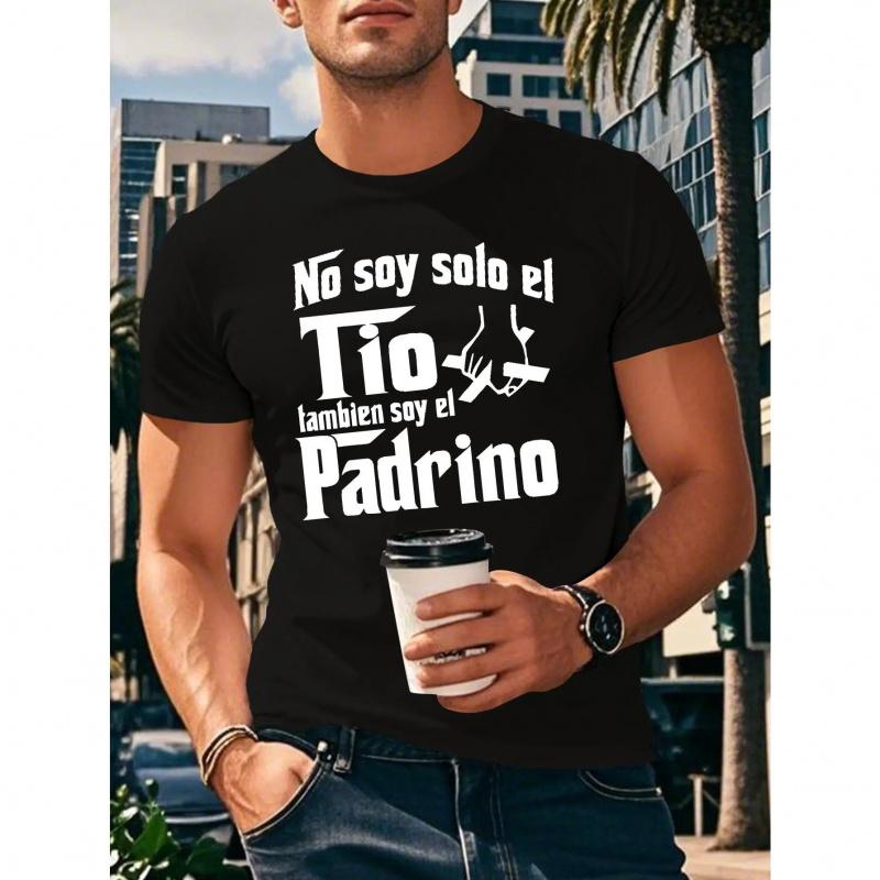 Men'S White "No Soy Solo El Tio,  Tambien Soy El Papá" Graphic T-Shirt - Casual Summer Tee with Coffee Cup Design,  Regular Fit,  Light Stretch Fabric,  Everyday Tshirt| Playful Text Design| Comfortable Fit,  PLUS SIZE