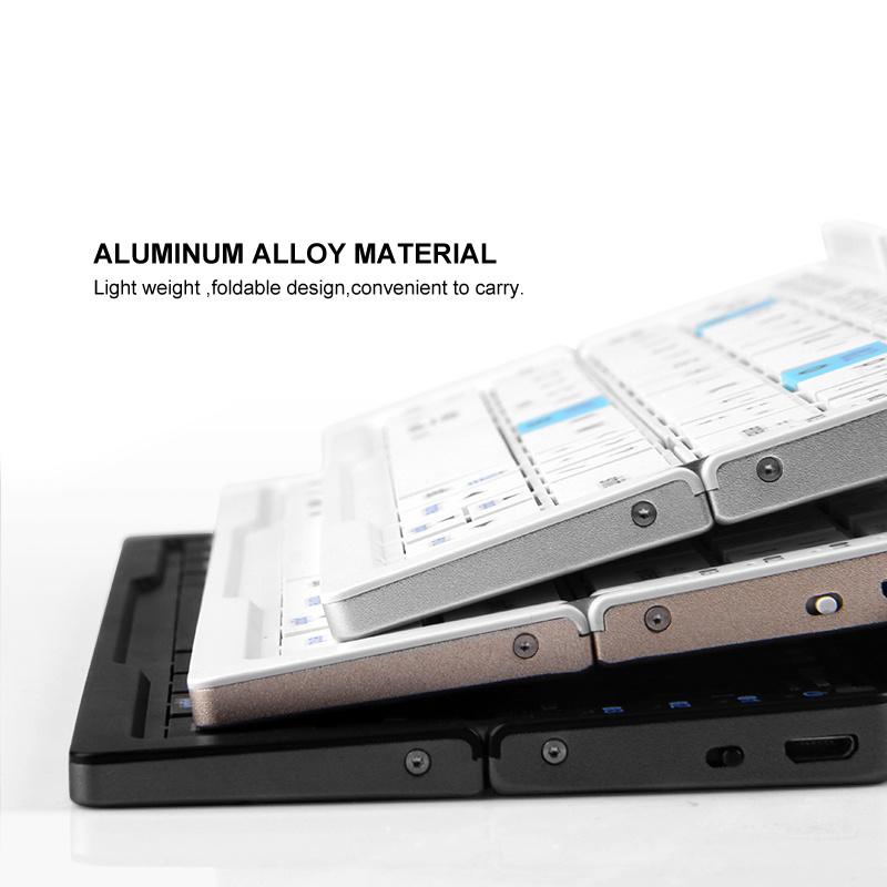 2026 Mini Folding Bluetooth Keyboard Wireless Keypad Support3 Devices With Stand Rechargeable Foldable Keyboard for Phone Tablet