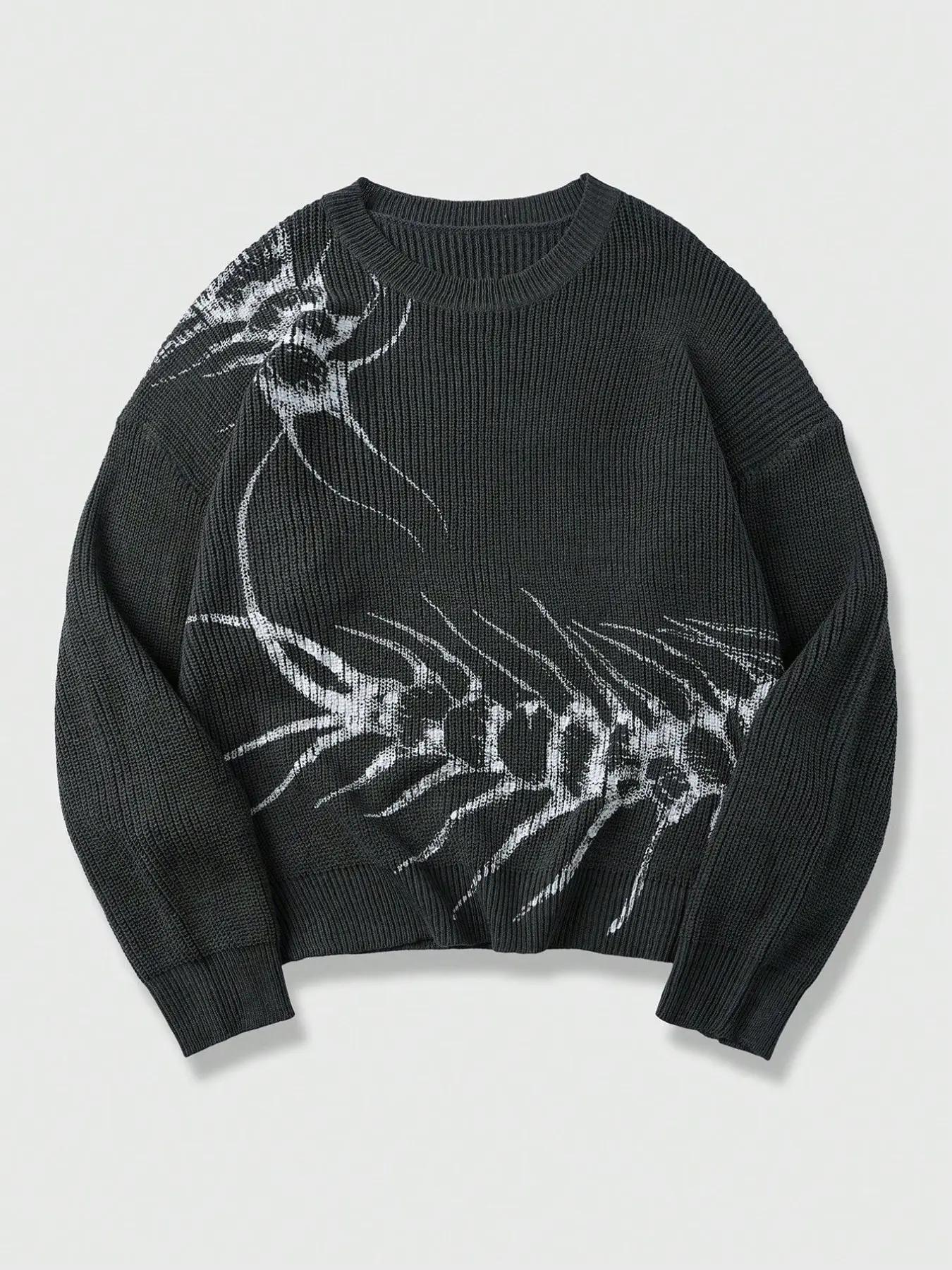 American Men's Knitted Pullover Sweater, Knitwear, Bone Knot Centipede Pattern, Casual Home Wear, Breathable Comfort, Versatile