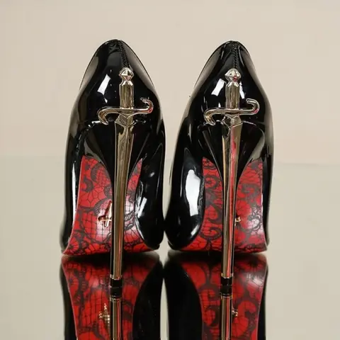 Women's Hot Pink Patent Leather Stiletto High Heels, Metal Heel Detail, Pointed-Toe Stylish Party Pumps, 2 Colors