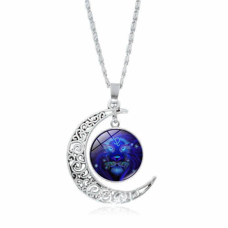 The Best-Selling 12 Constellation Necklaces in 2026 Twelve Zodiac Time Gemstones Moon Glass Pendants European and American Necklaces with Glowing Constellation Designs
