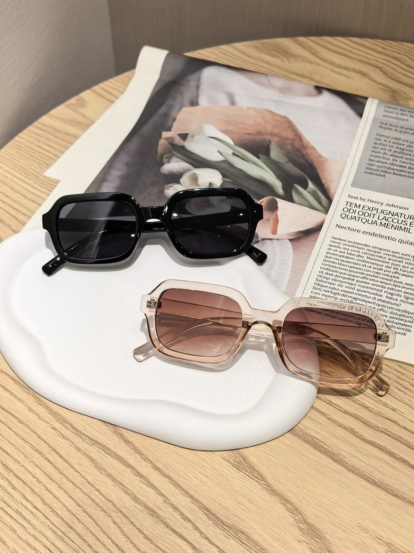 Women's Transparent Champagne/pure Square Fashion Sunglasses, Uv100 PC Lenses, Casual Style, Beach & Daily Wear