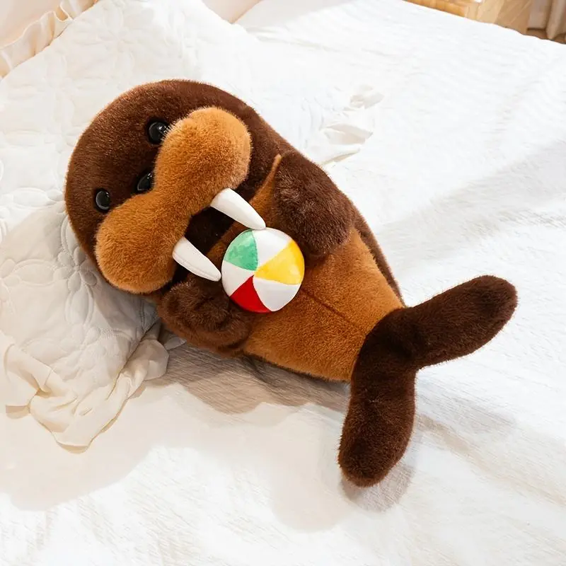 1pc Cute Marine Animals: Seal, Dolphin, Walrus Plush Toy - Soft Polyester Stuffed Animal Doll, Ideal Gift for Youngsters, Playful Animal Design, Soft Texture, Perfect for Room Decoration, Ball Comes in Random Multi-Color